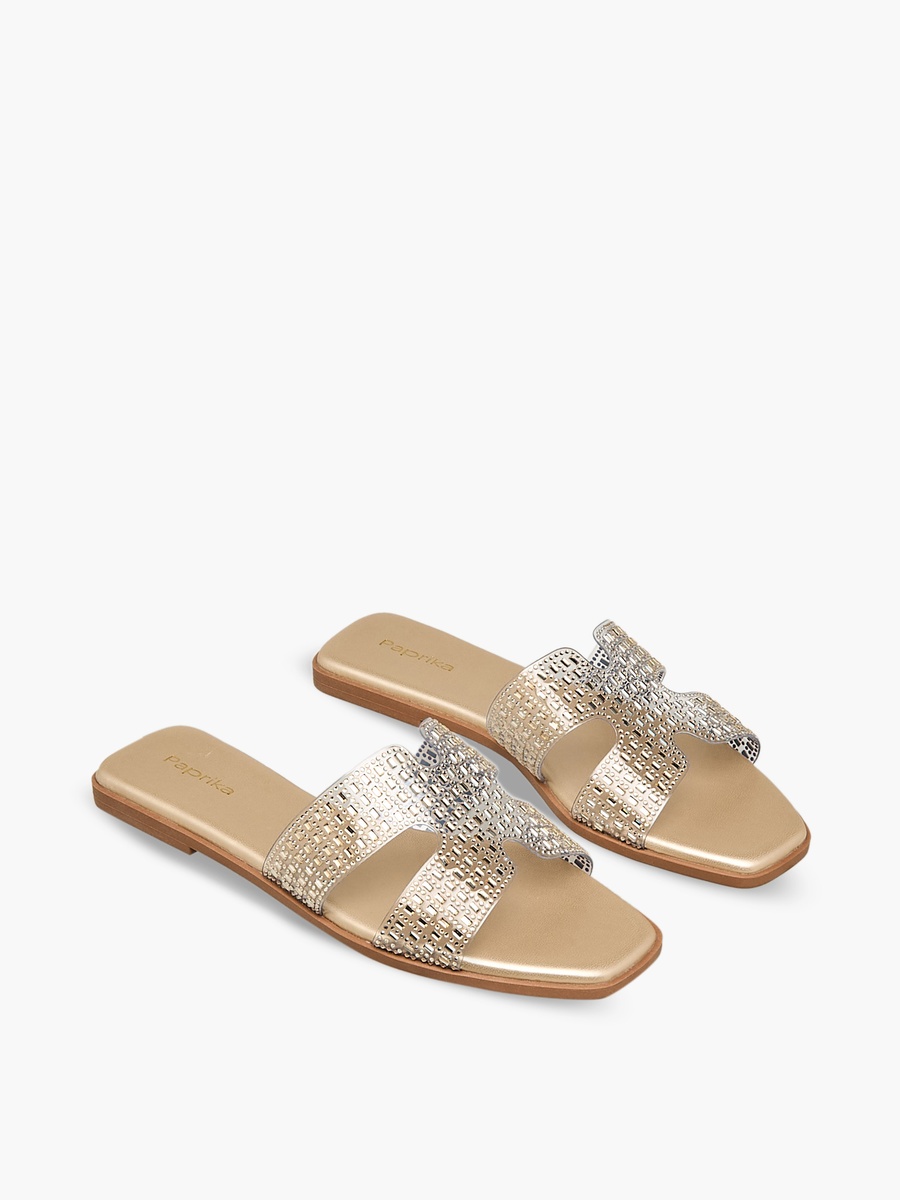 Women Embellished Slip-On Flat Sandals