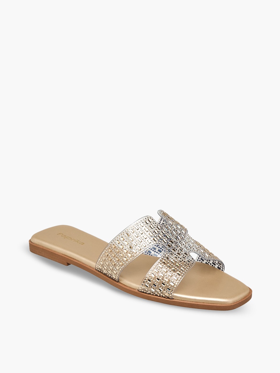 Women Embellished Slip-On Flat Sandals