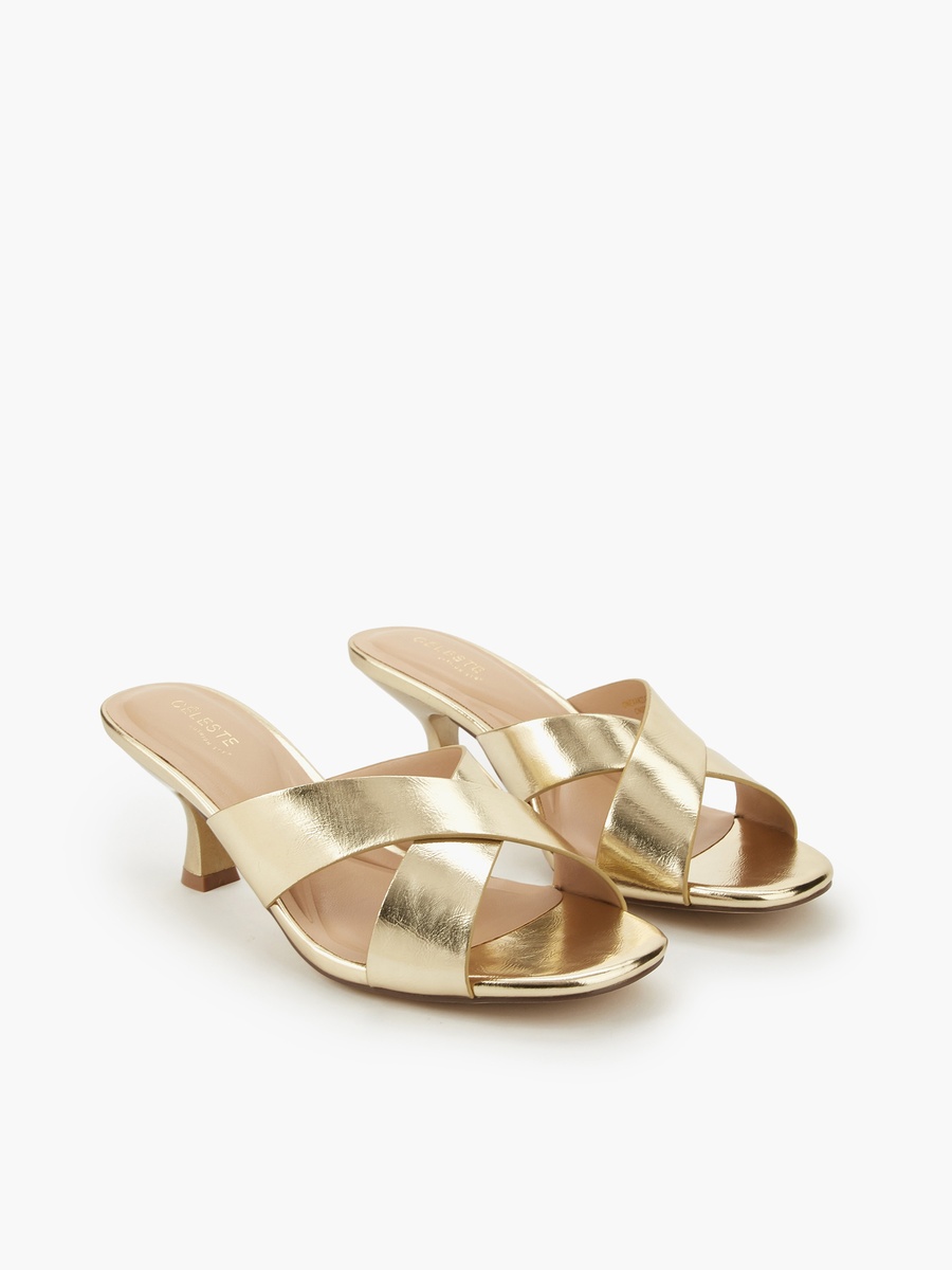 Women Cross Strap Kitten Heel Sandals