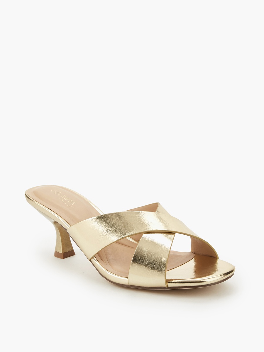 Women Cross Strap Kitten Heel Sandals