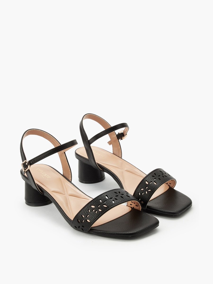 Women Cutout Design Block Heel Sandals