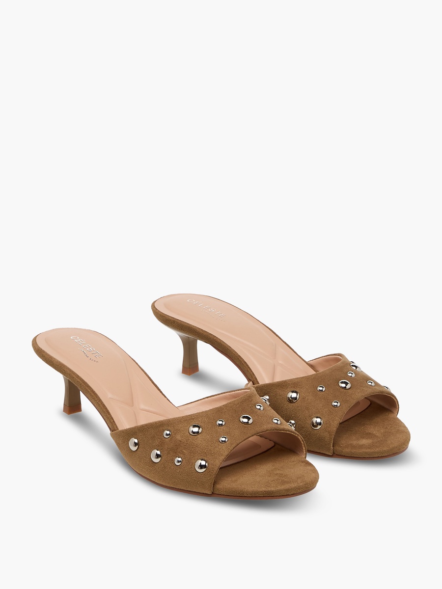 Women Embellished Suede Kitten Heel Sandals