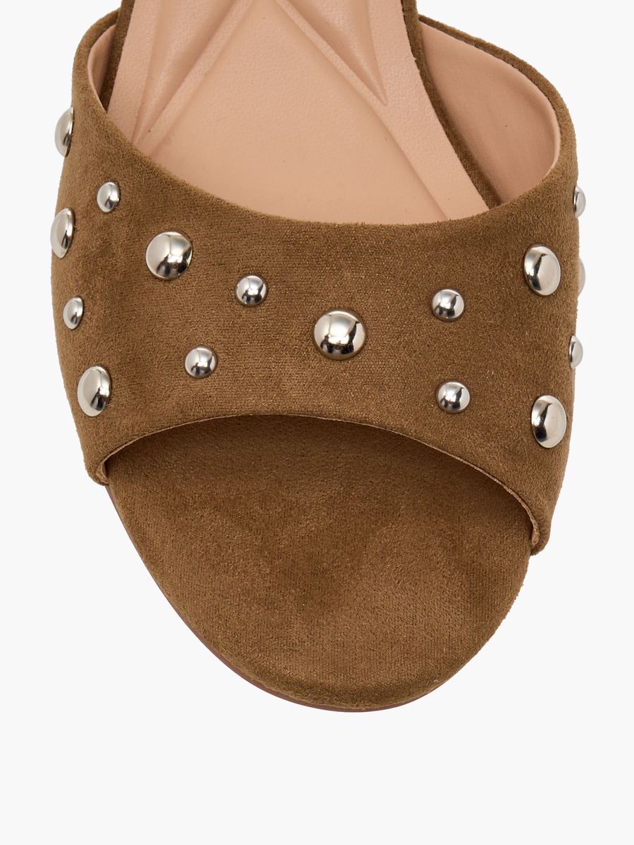 Women Embellished Suede Kitten Heel Sandals