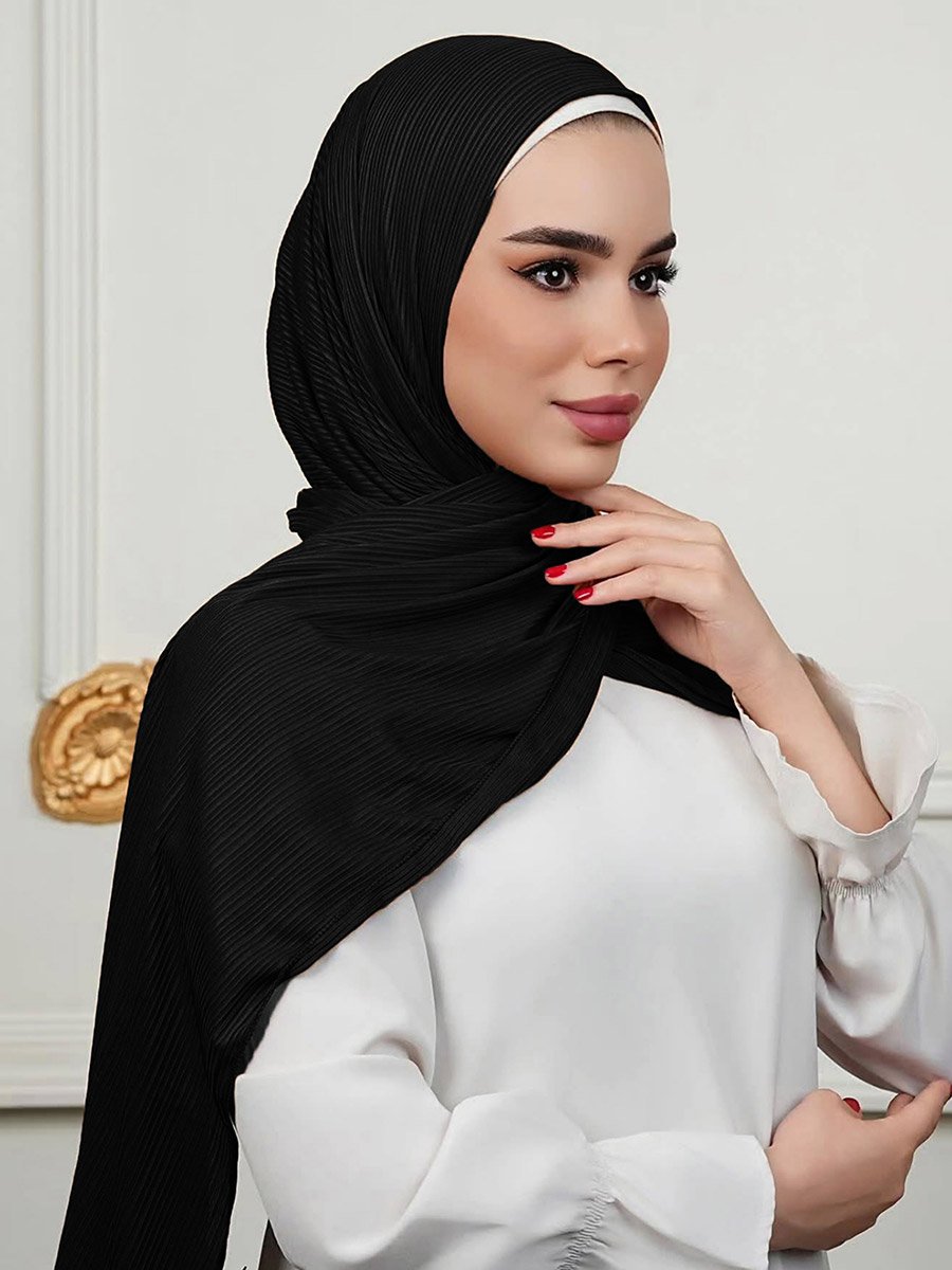 Black Textured Hijab