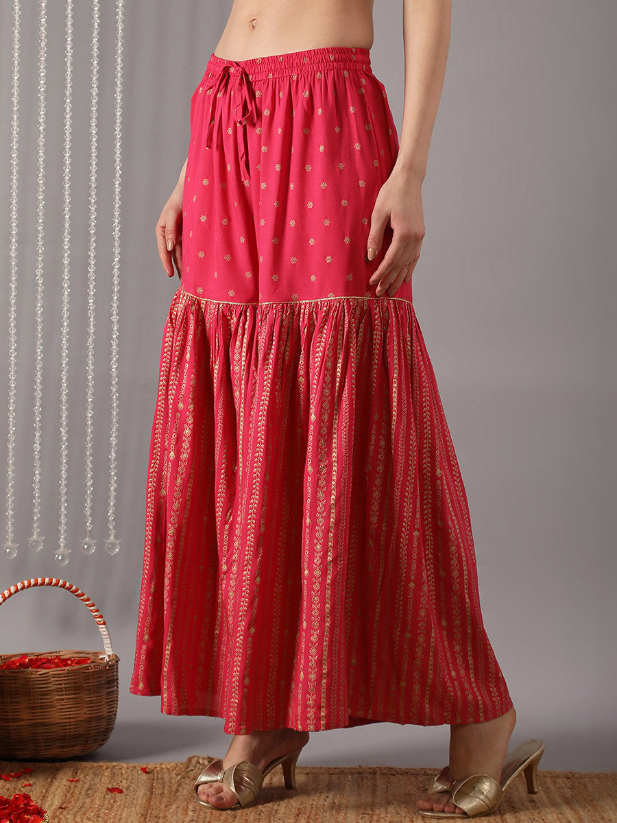 Women Pink V-Neck Embroidered Straight Kurta with Pant and Dupatta Set
