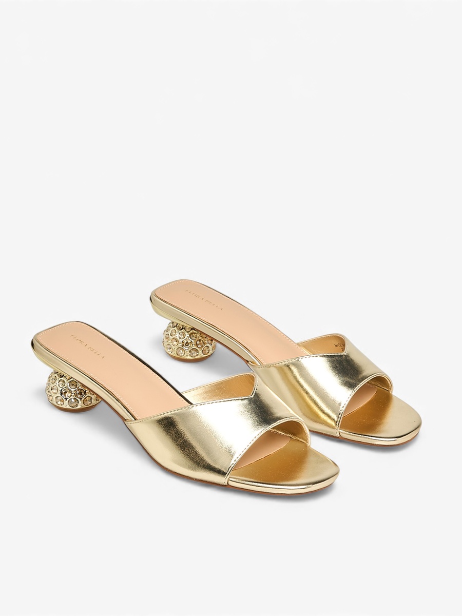 Women Embellished Heel Slip-On Sandals