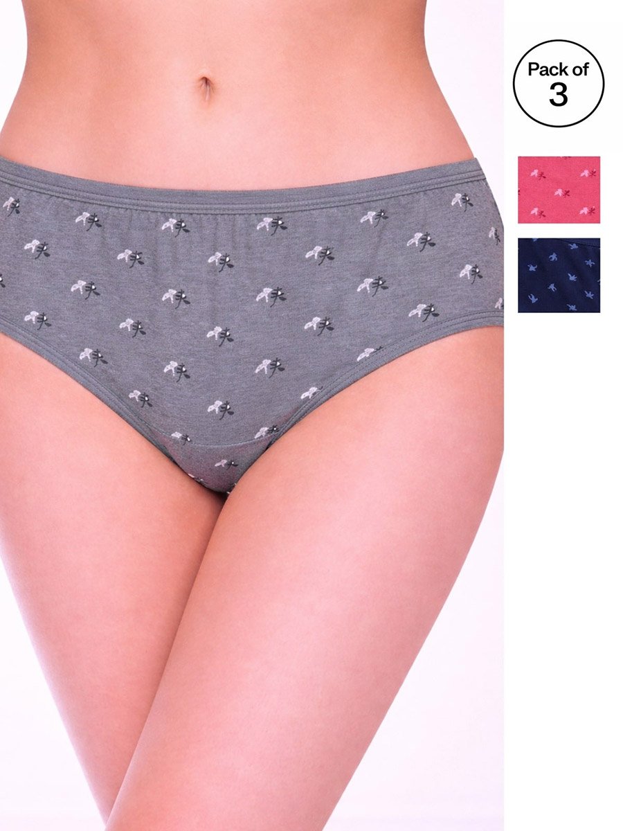 Pack of 3 - Printed Mid Rise Briefs