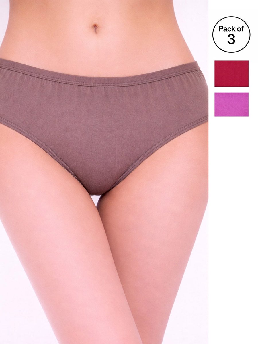 Pack of 3 - Solid Mid Rise Briefs