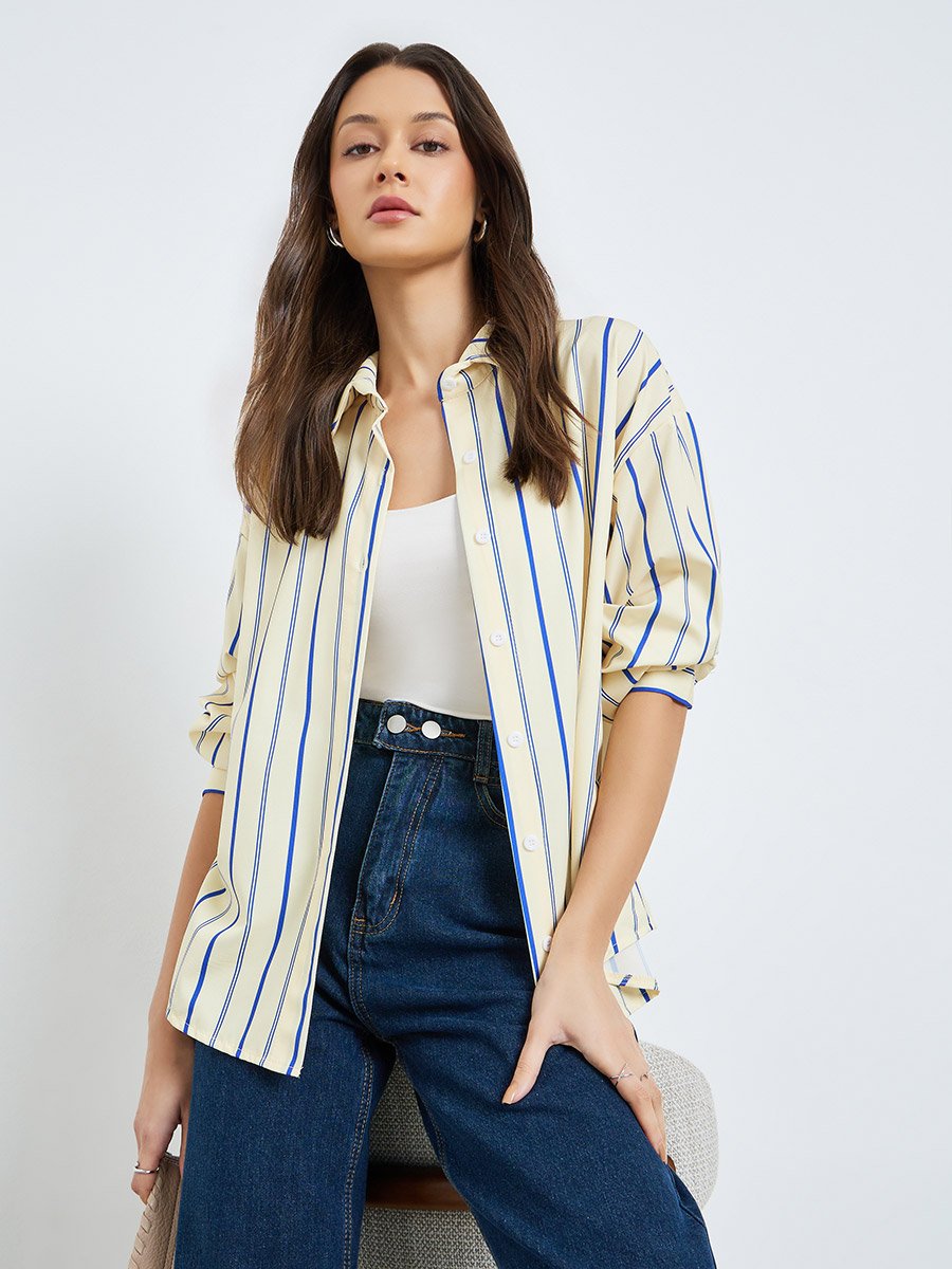 Yellow Striped Oversized Shirt