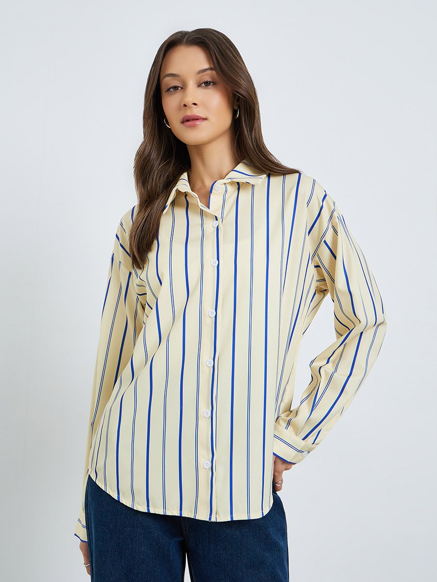 Yellow Striped Oversized Shirt