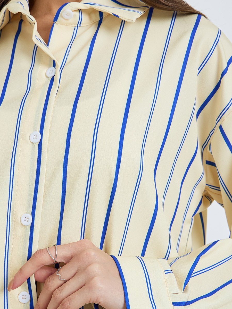 Yellow Striped Oversized Shirt