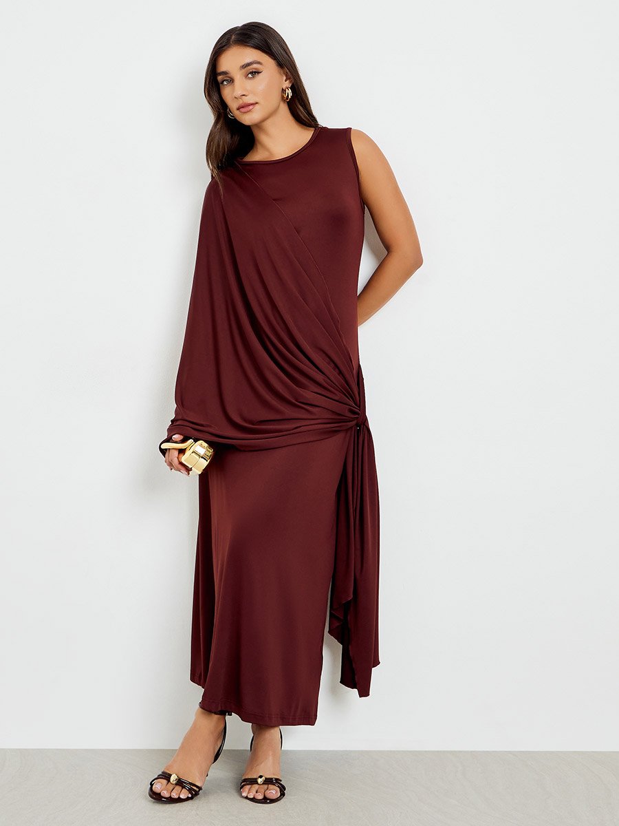 burgundy and navy blue dress FARAH DRESS BURGUNDY – DEMURE HIJABS main image 0
