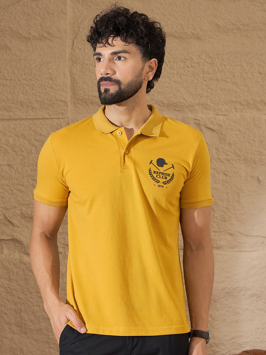 Mustard Back Graphic Print Polo