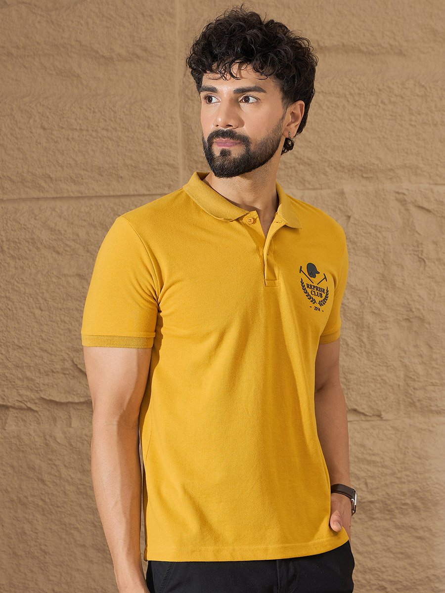 Mustard Back Graphic Print Polo