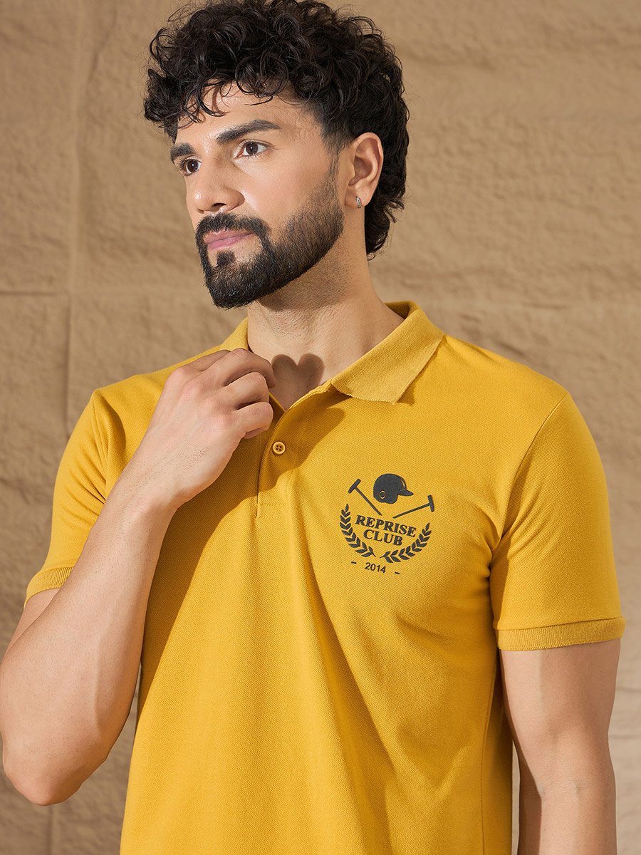 Mustard Back Graphic Print Polo