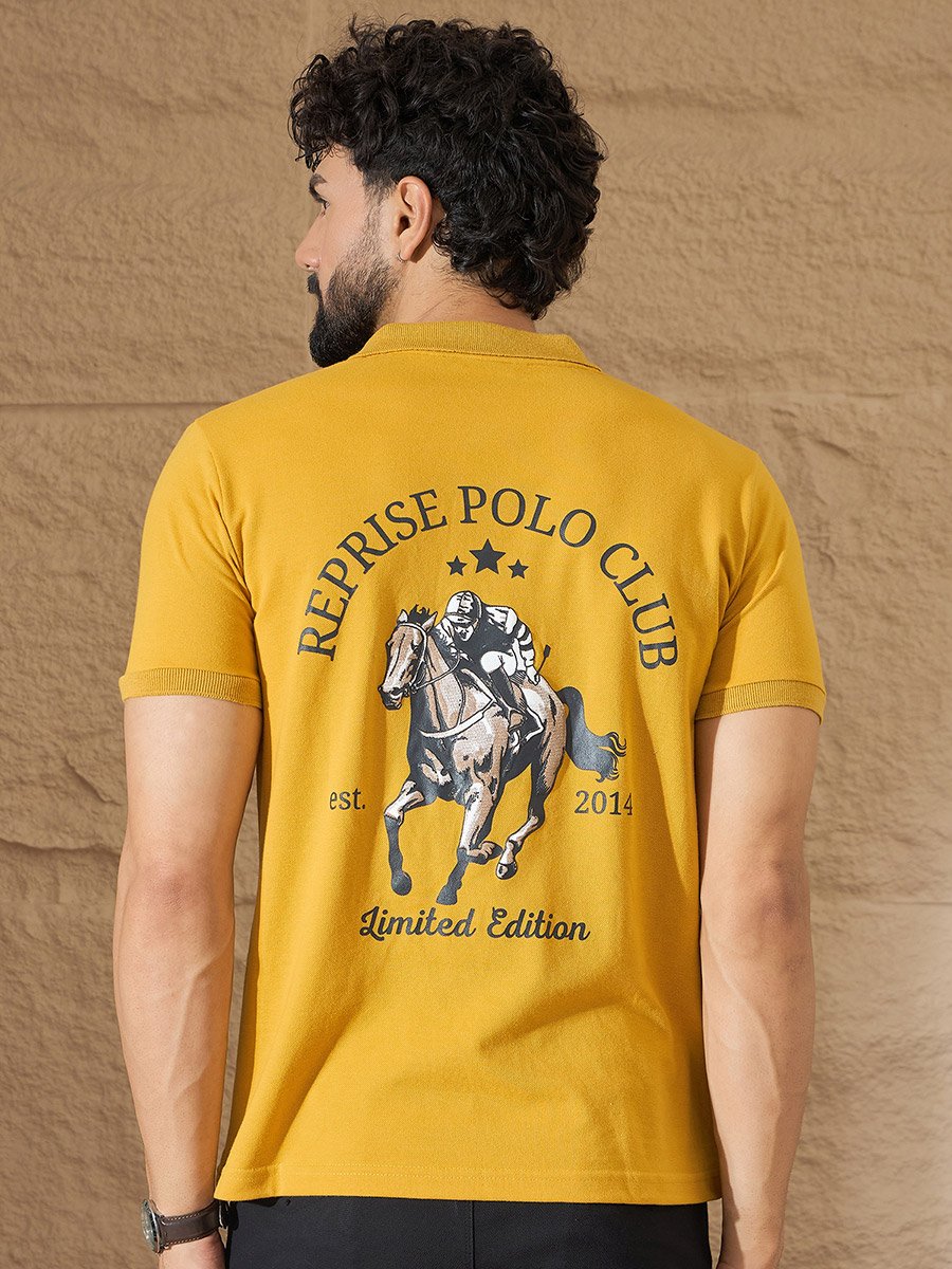 Mustard Back Graphic Print Polo
