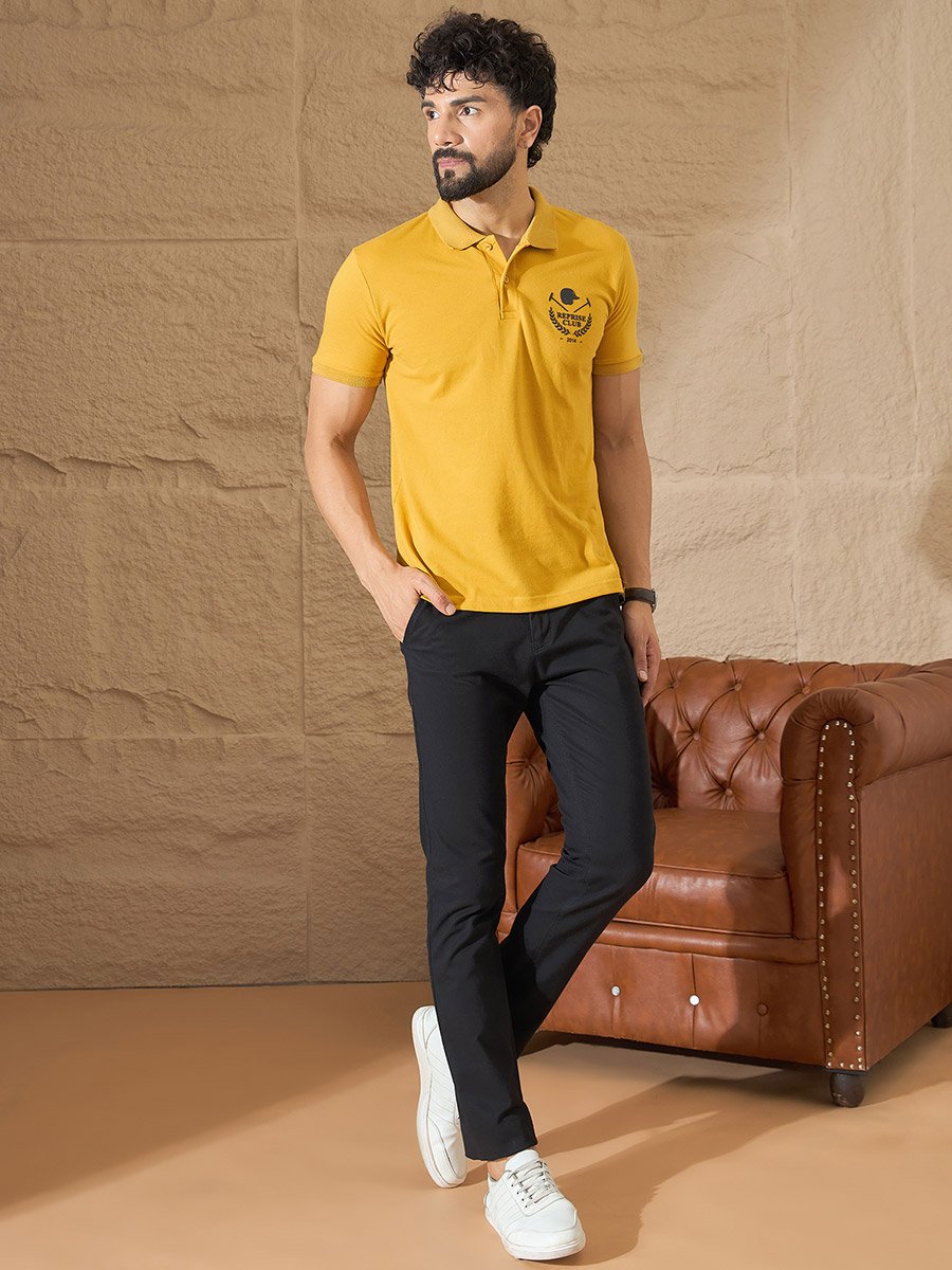 Mustard Back Graphic Print Polo