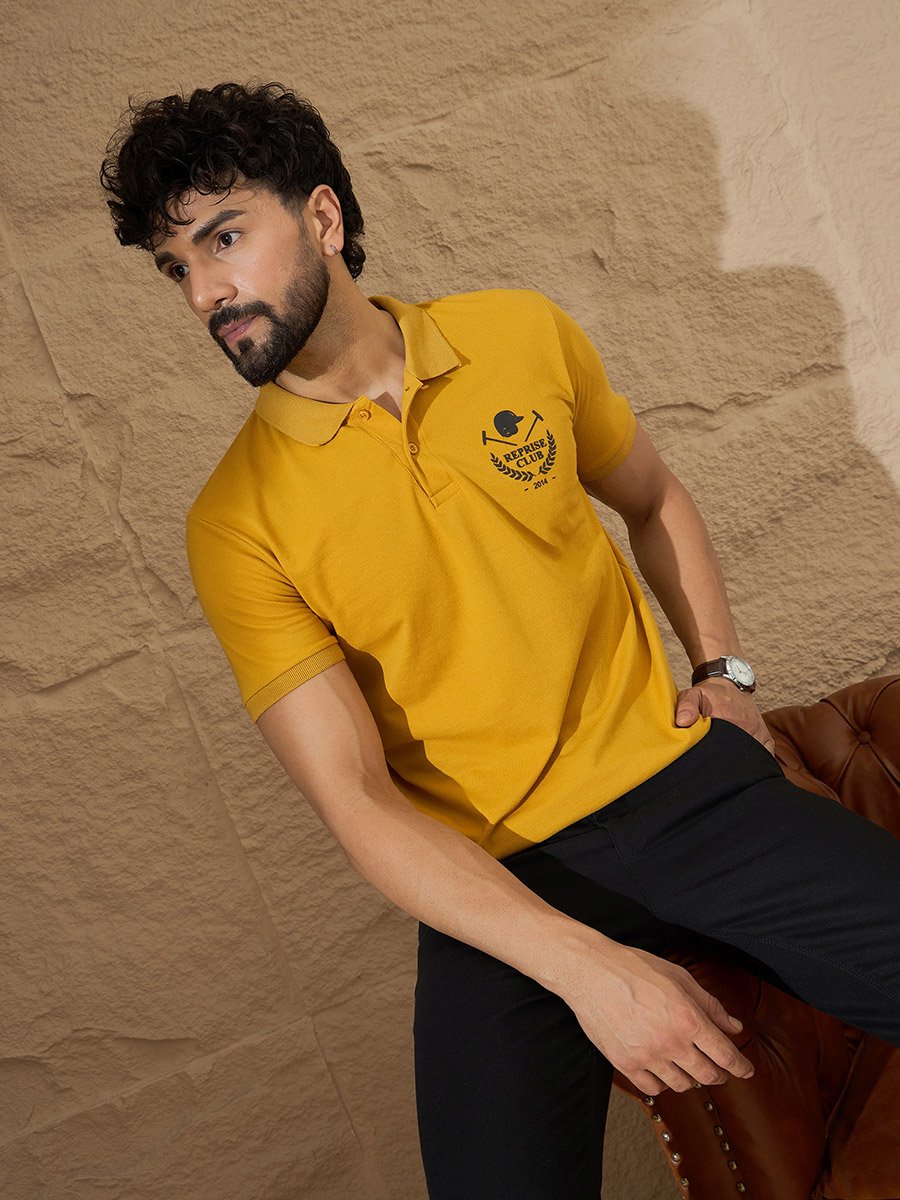 Mustard Back Graphic Print Polo