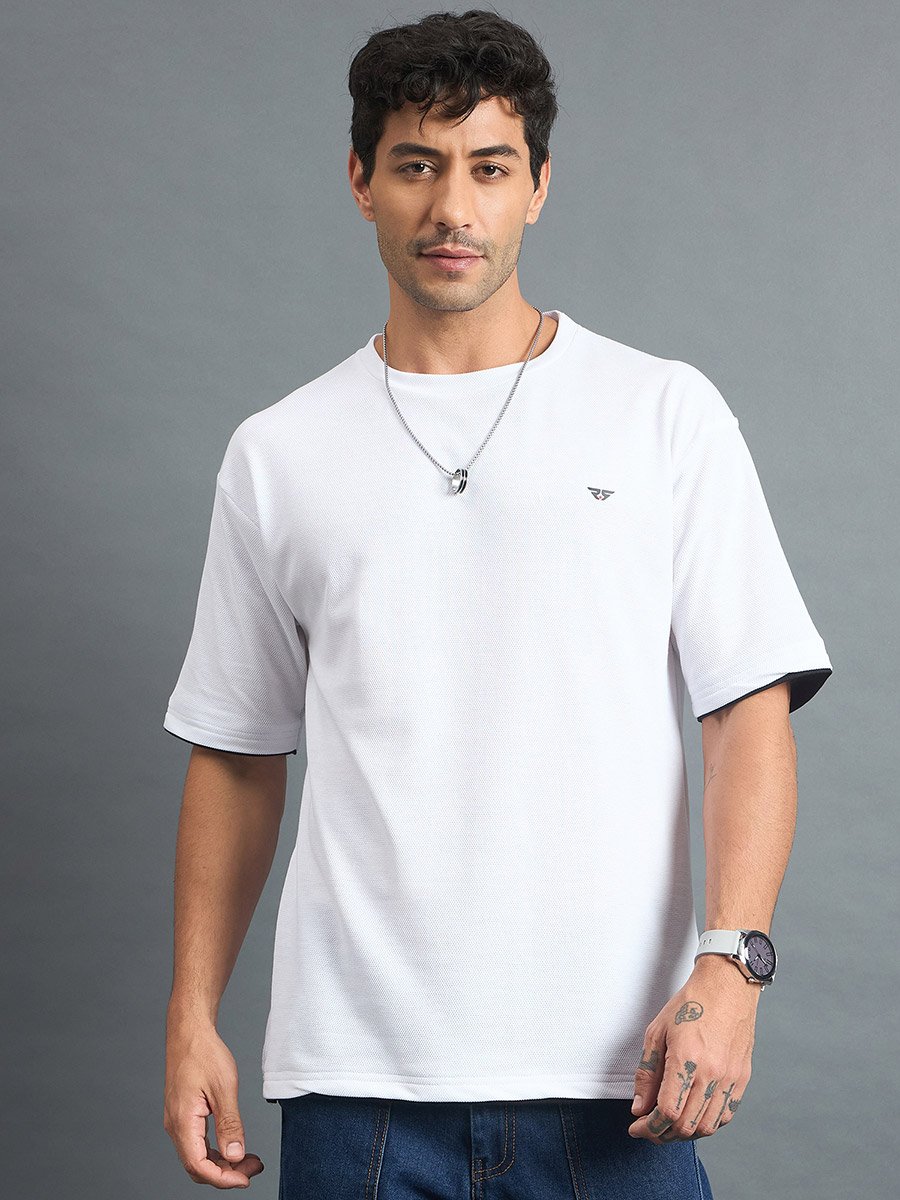 White Cotton Blend Oversized T-Shirt