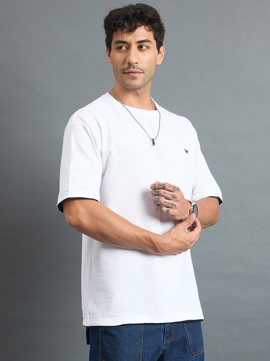 White Cotton Blend Oversized T-Shirt