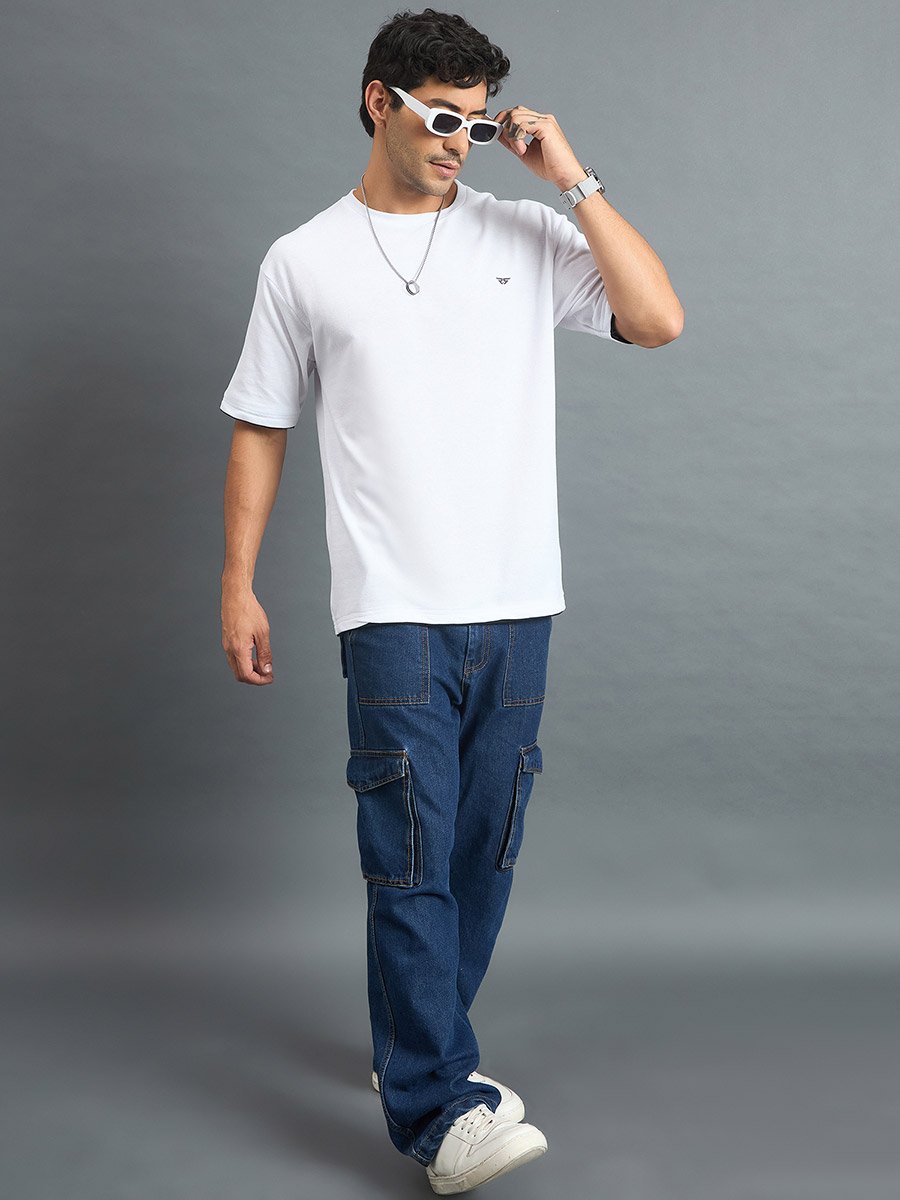 White Cotton Blend Oversized T-Shirt