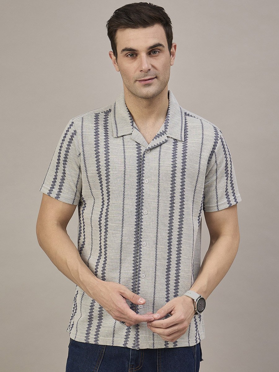 Grey Patterned Textured Shirt