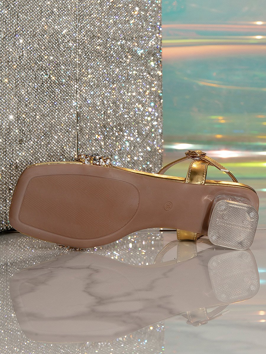 Embellished Block Heeled Sandals