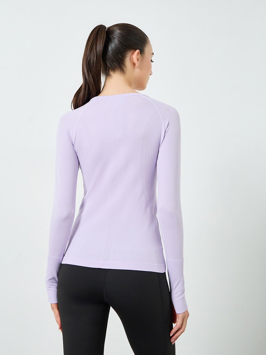 Lilac Seamless Contour Detail Short Sleeves Top