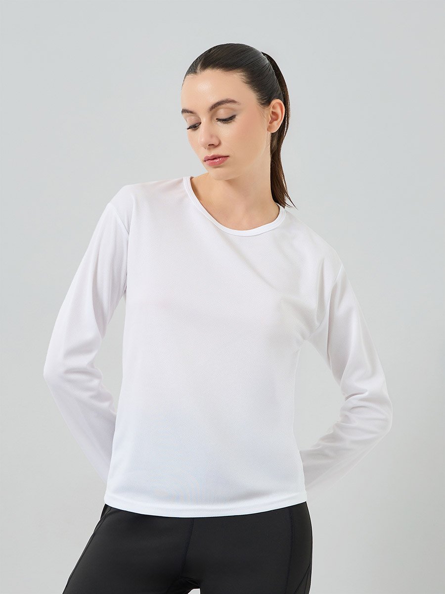 White Long Sleeve Textured Top