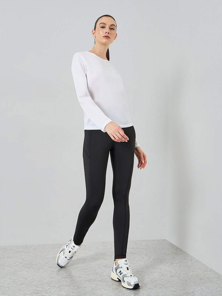White Long Sleeve Textured Top