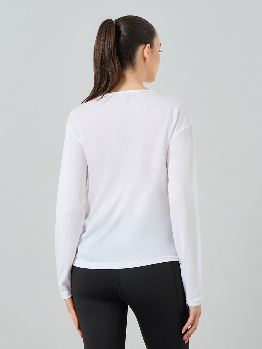White Long Sleeve Textured Top