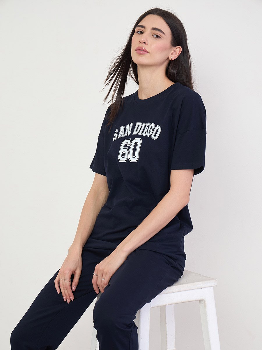 Oversized Printed T-Shirt and Cuffed Joggers Co-Ords