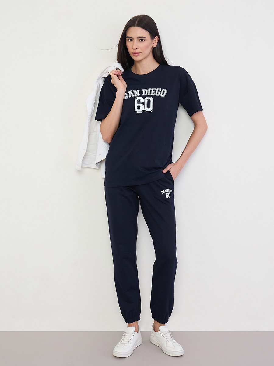 Oversized Printed T-Shirt and Cuffed Joggers Co-Ords