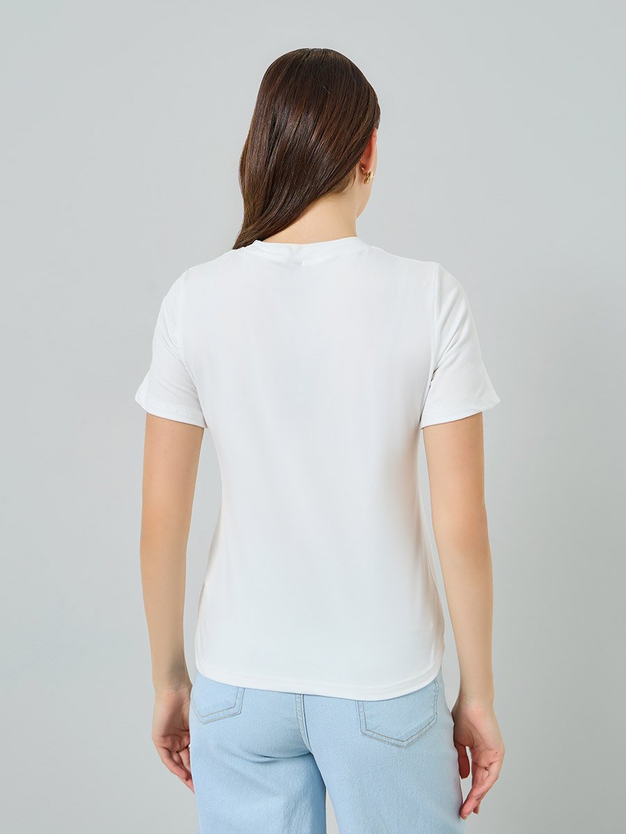 White Floral Graphic Print T-Shirt 
