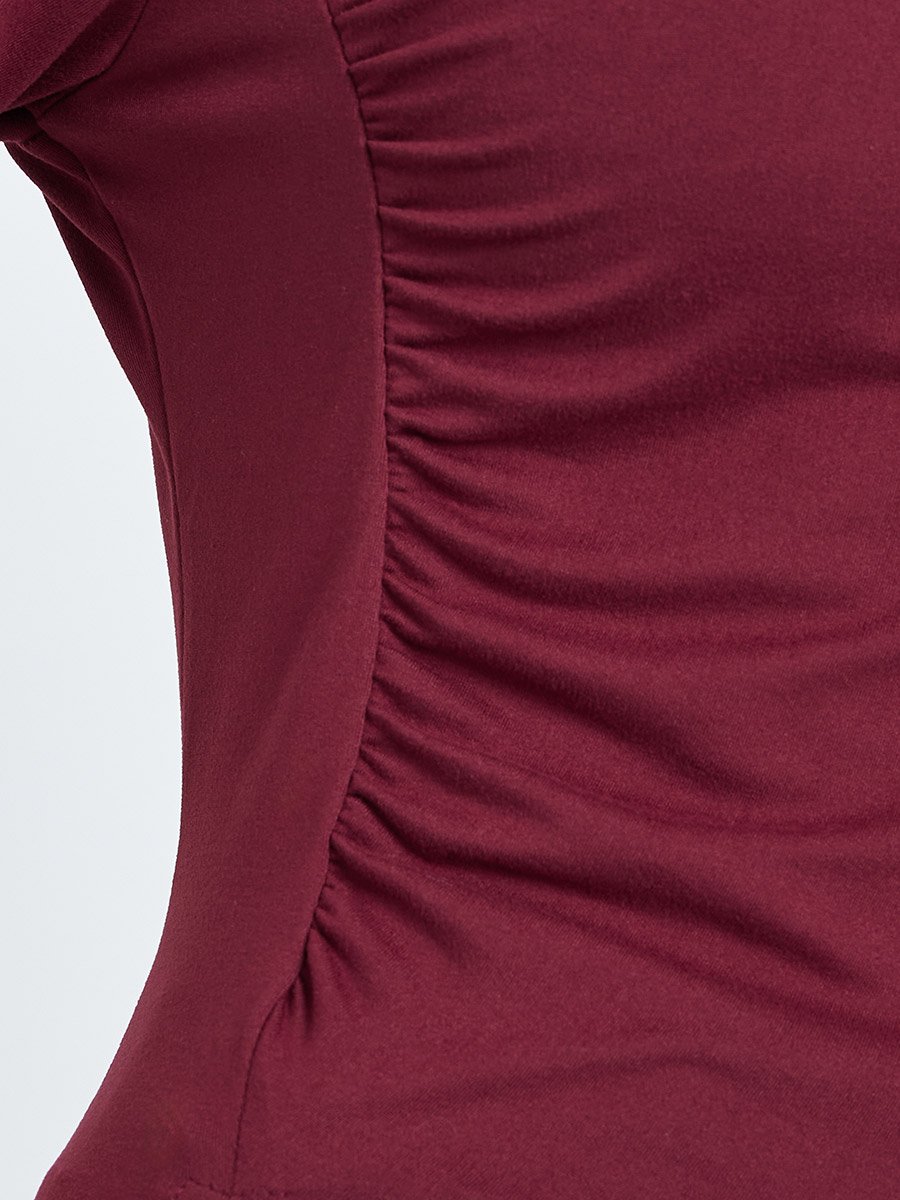 Burgundy Asymmetrical Hem T-Shirt