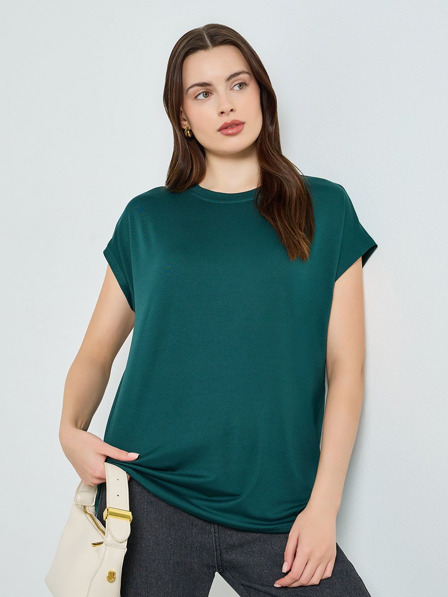 Green Relaxed Fit Solid T-Shirt