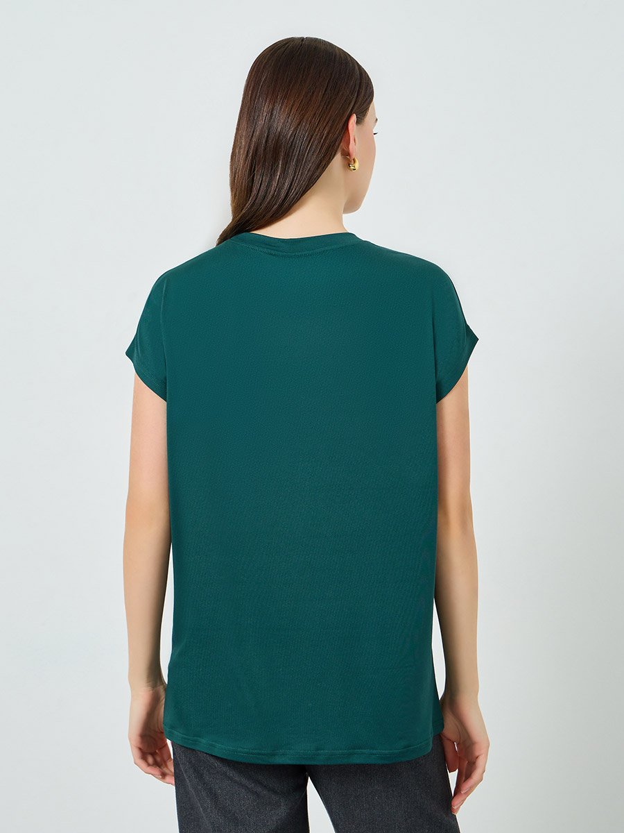 Green Relaxed Fit Solid T-Shirt