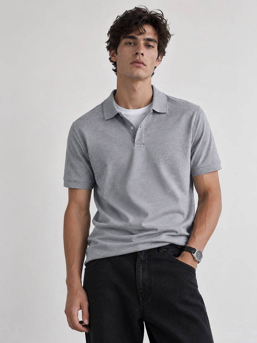 Men Regular Fit Solid Pique Polo with Ribbed Collar
