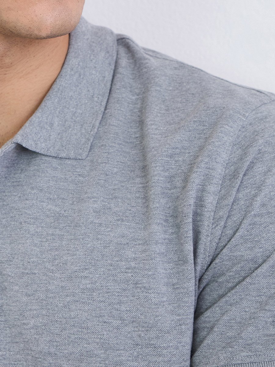 Men Regular Fit Solid Pique Polo with Ribbed Collar