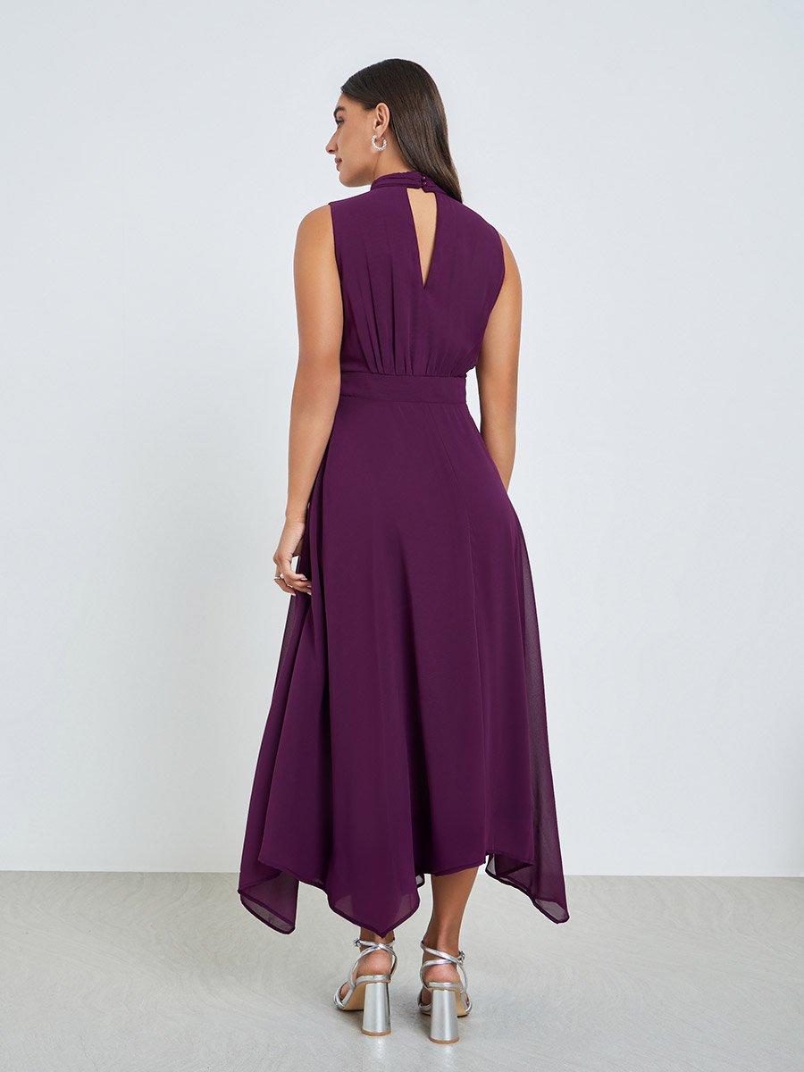 Purple Corsage Detail Maxi Evening Dress