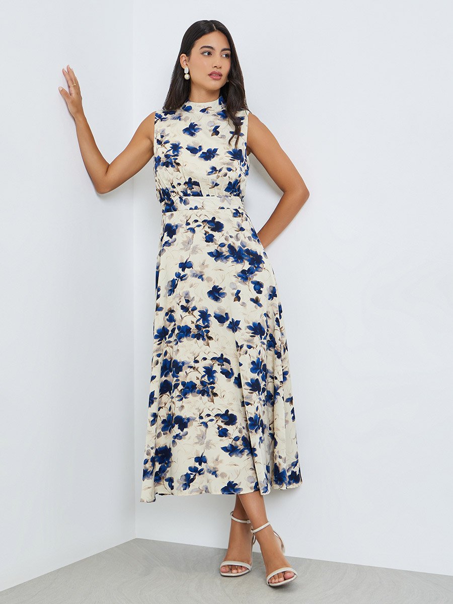 Floral Sleeveless A-Line Maxi Dress