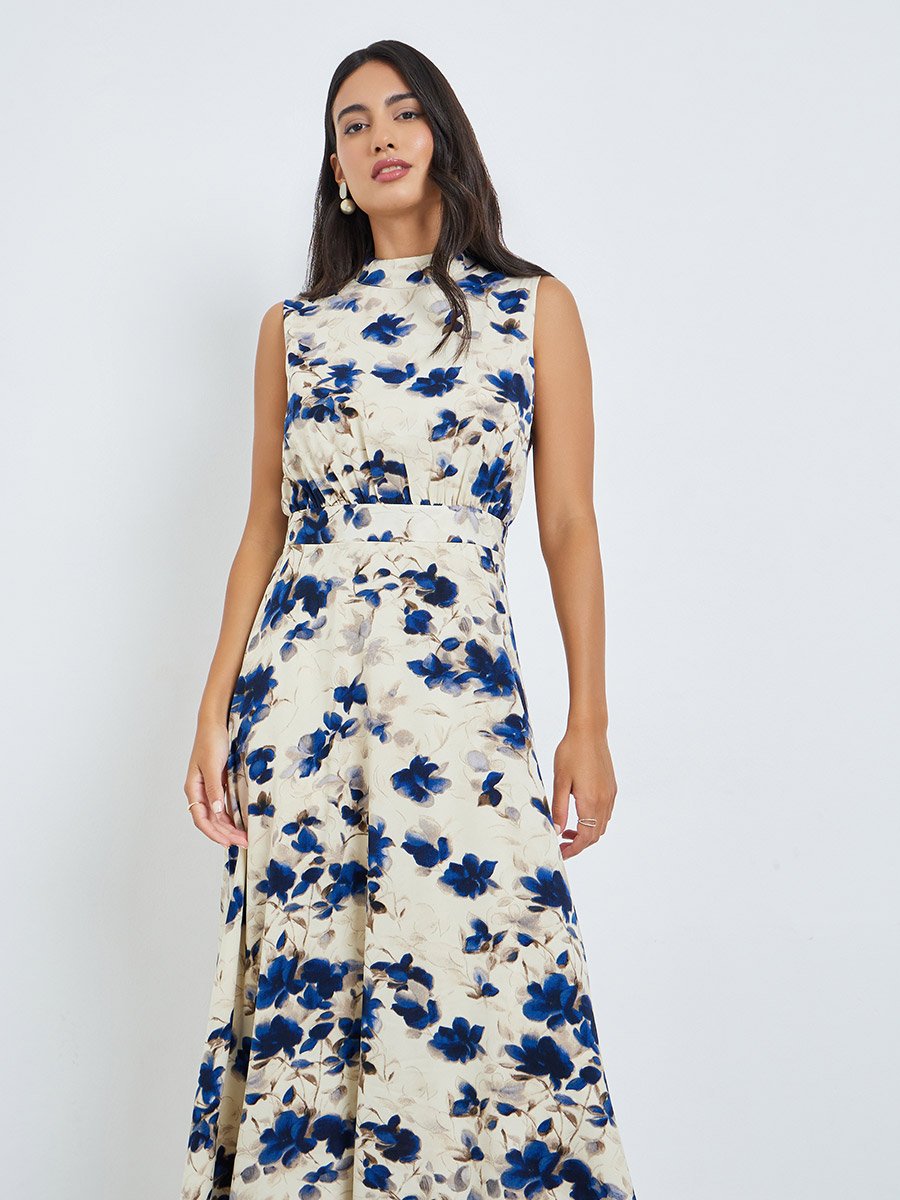 Floral Sleeveless A-Line Maxi Dress