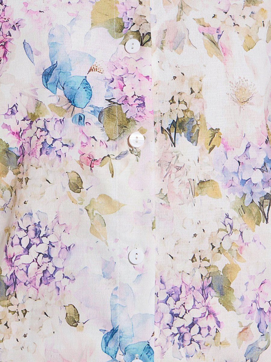 Off White Floral Print Long Sleeve Shirt