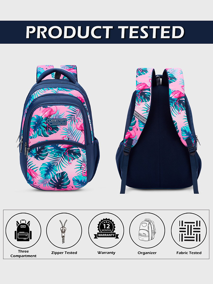 Flamingos Navy Blue Backpack 17Inch 30L