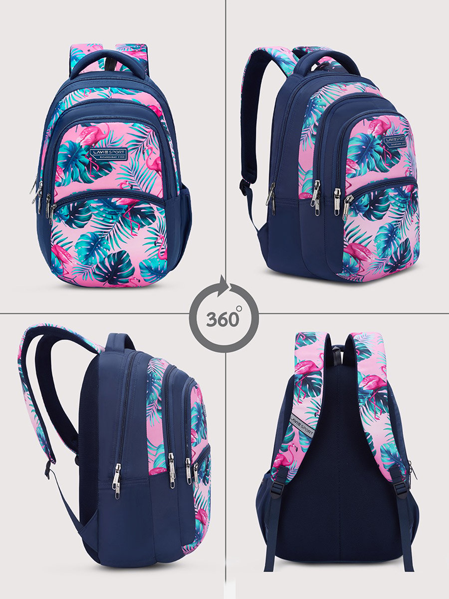 Flamingos Navy Blue Backpack 17Inch 30L