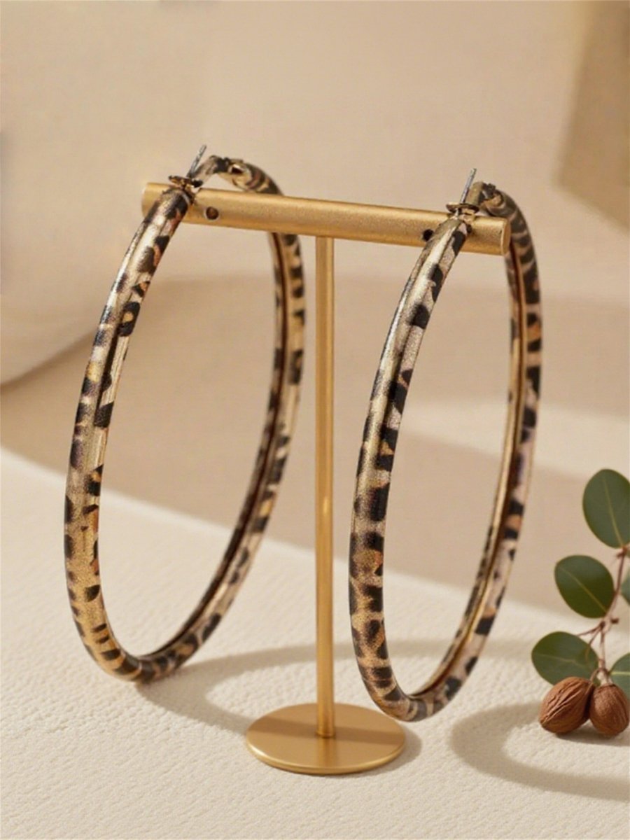 Leopard Print Hoop Earrings