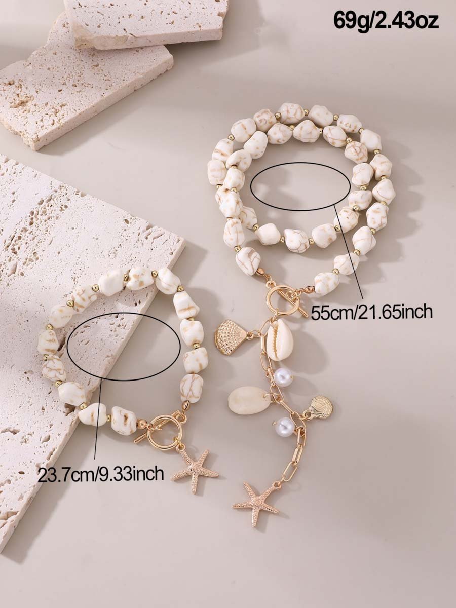 Shell Starfish Necklace and Bracelet Jewelry Set
