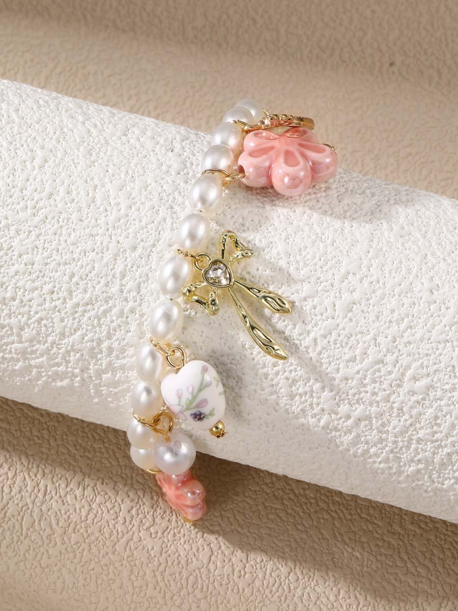 Faux Pearl Charm Bracelet