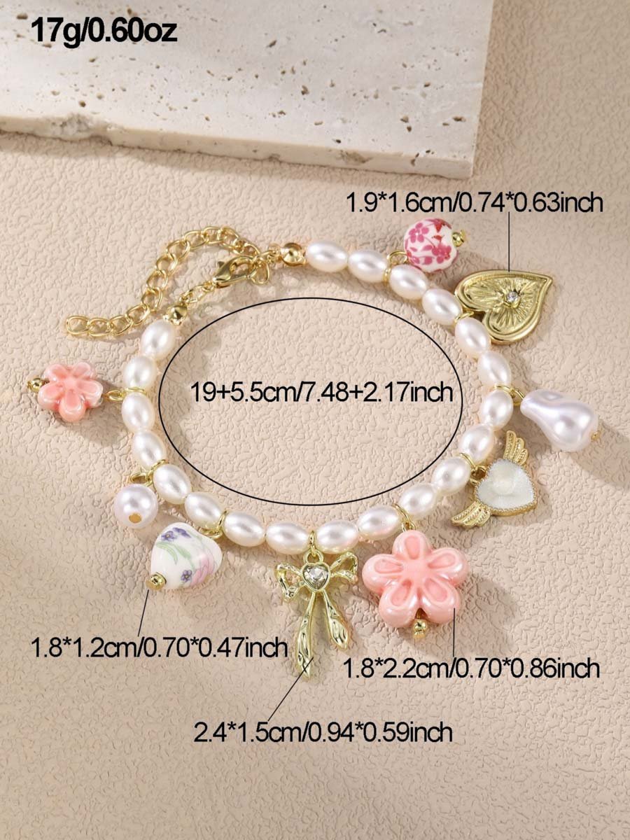 Faux Pearl Charm Bracelet