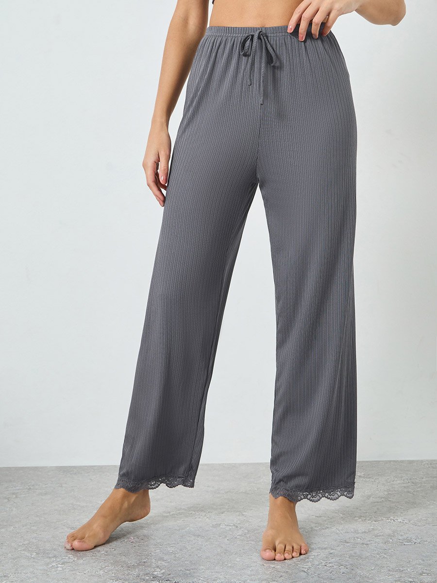 Grey Knit Crop Cami and Pyjama Set